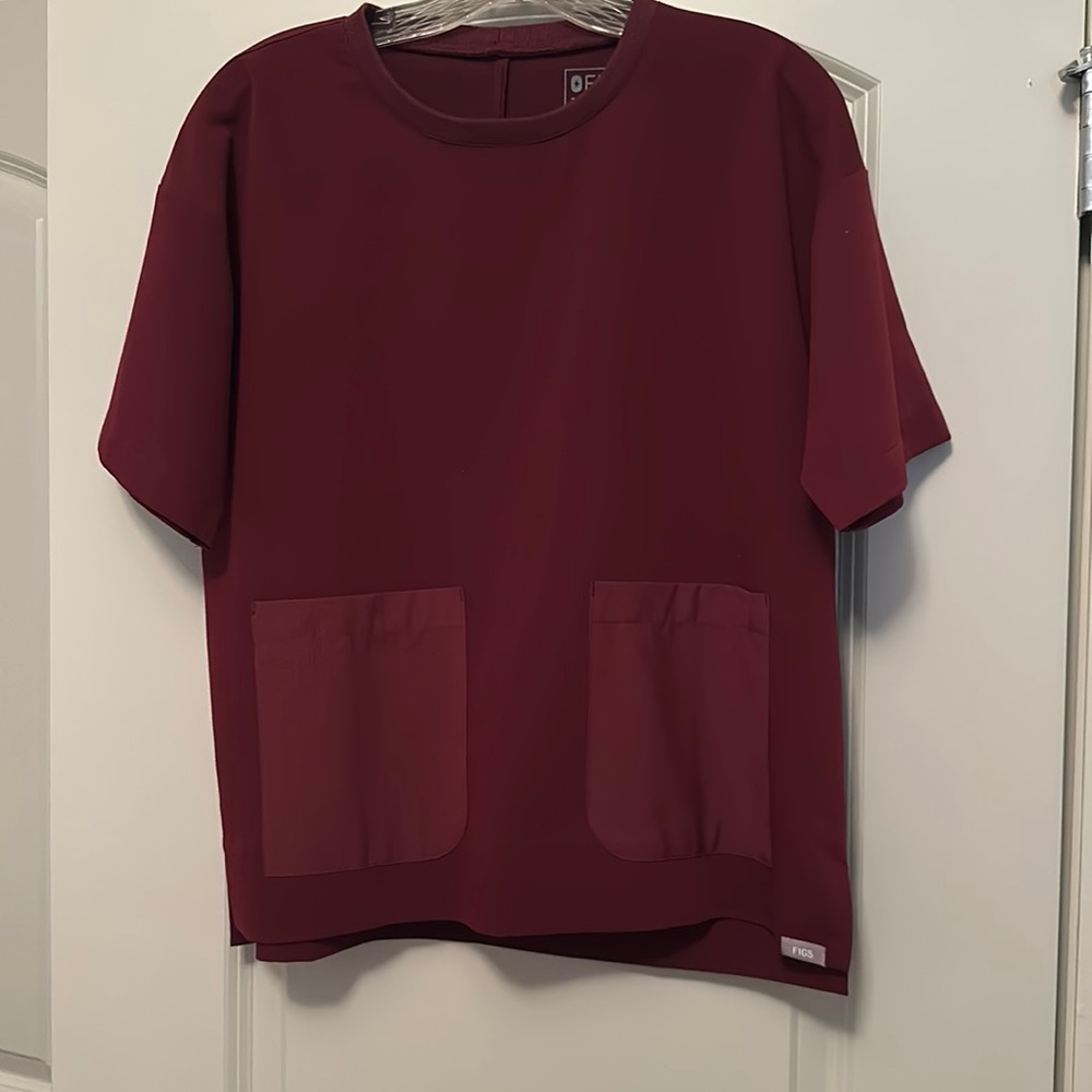 Womens Burgundy Figs Scrub Top.